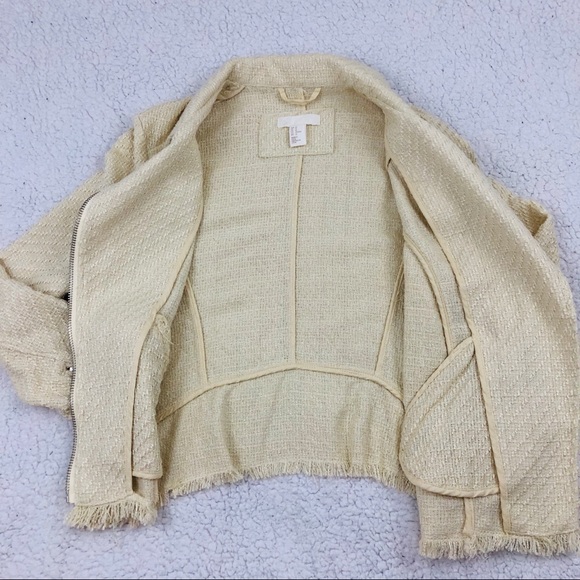 H&M Tweed Jacket Cream w/ Silver Zippers - Picture 4 of 5
